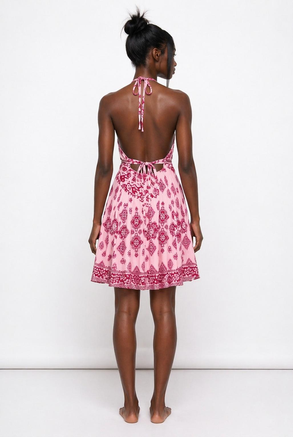 Pink Oasis Backless Maxi Dress