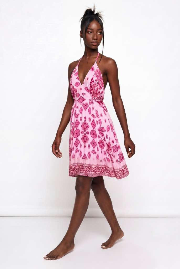 Pink Oasis Backless Maxi Dress