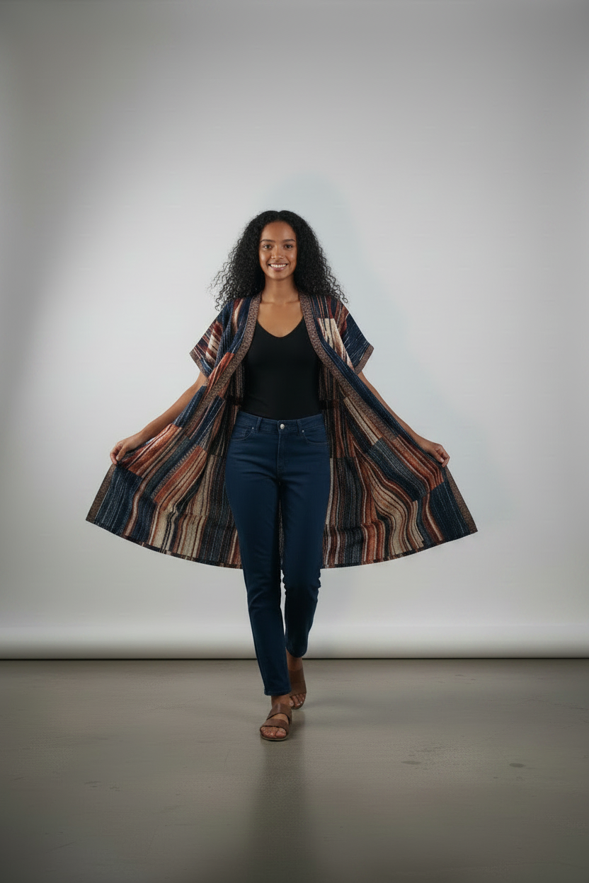 Patchwork African Kimono cover-up