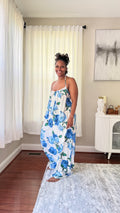 Blue Blossom Backless Maxi Dress