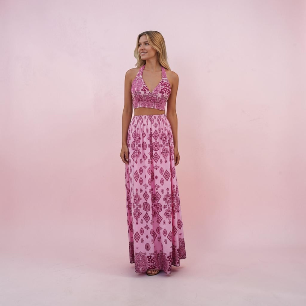 Boho Halter Maxi Set