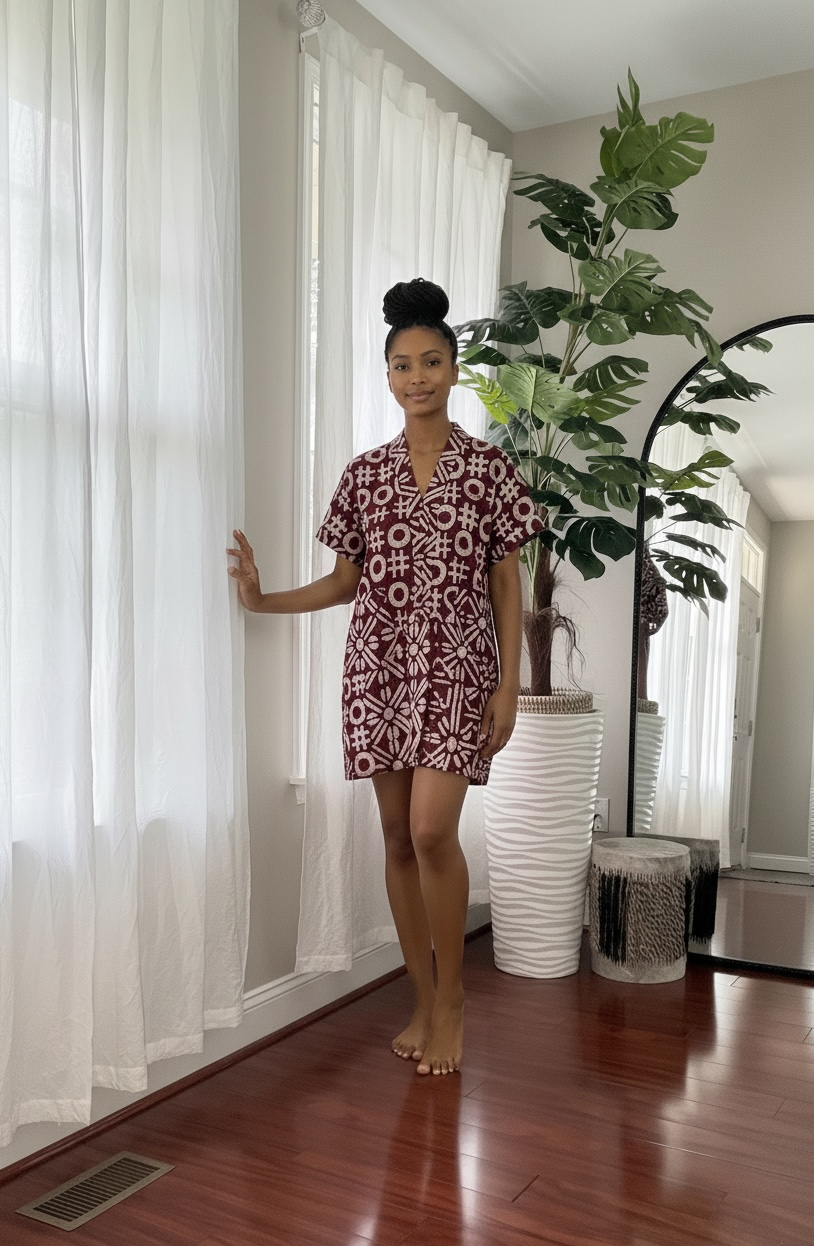 Printed mini shirt dress