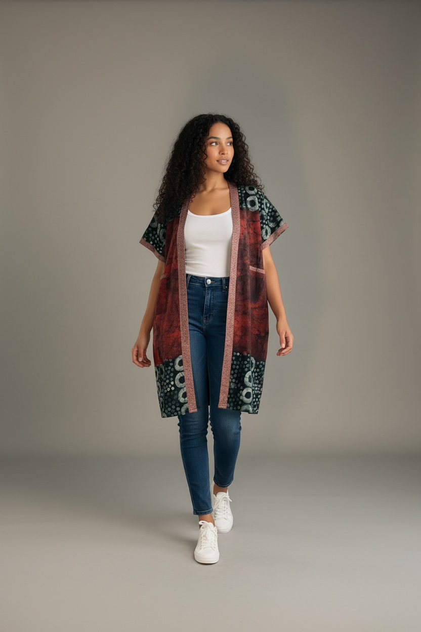 Patchwork African Kimono cover-up
