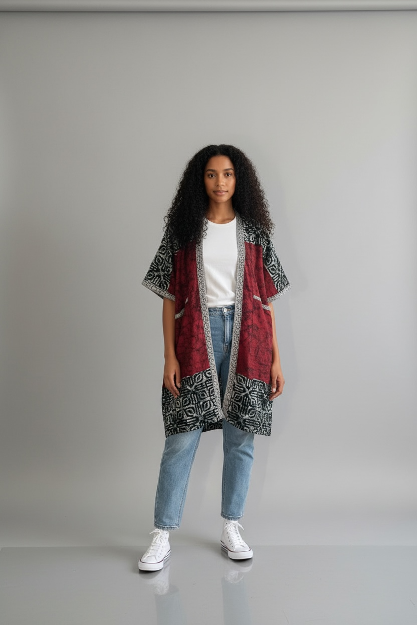Patchwork African Kimono cover-up
