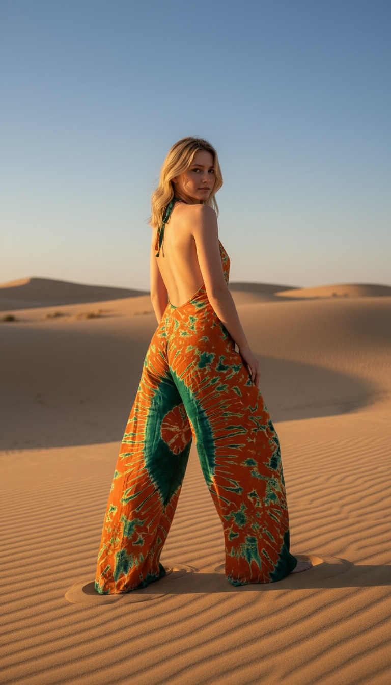 Tie-Dye Halter Jumpsuit