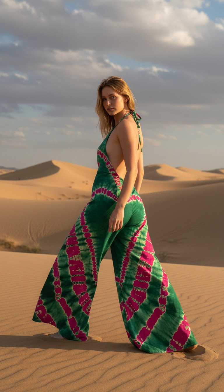 Tie-Dye Halter Jumpsuit