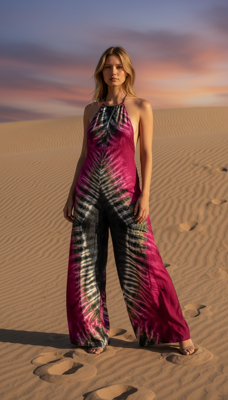 Tie-Dye Halter Jumpsuit